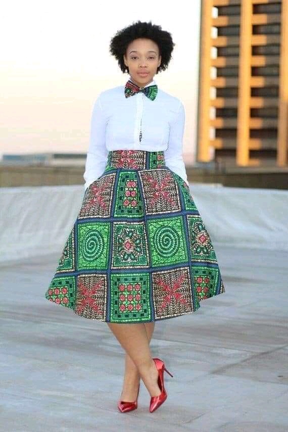 Ankara skirt with long sleeves