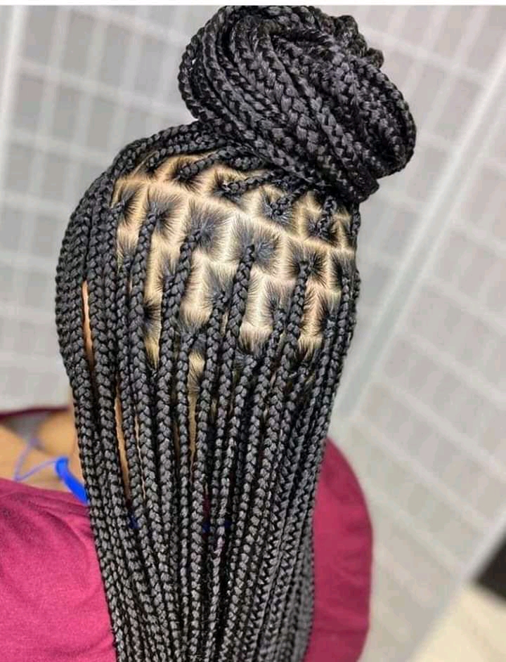 half up half down knotless braids